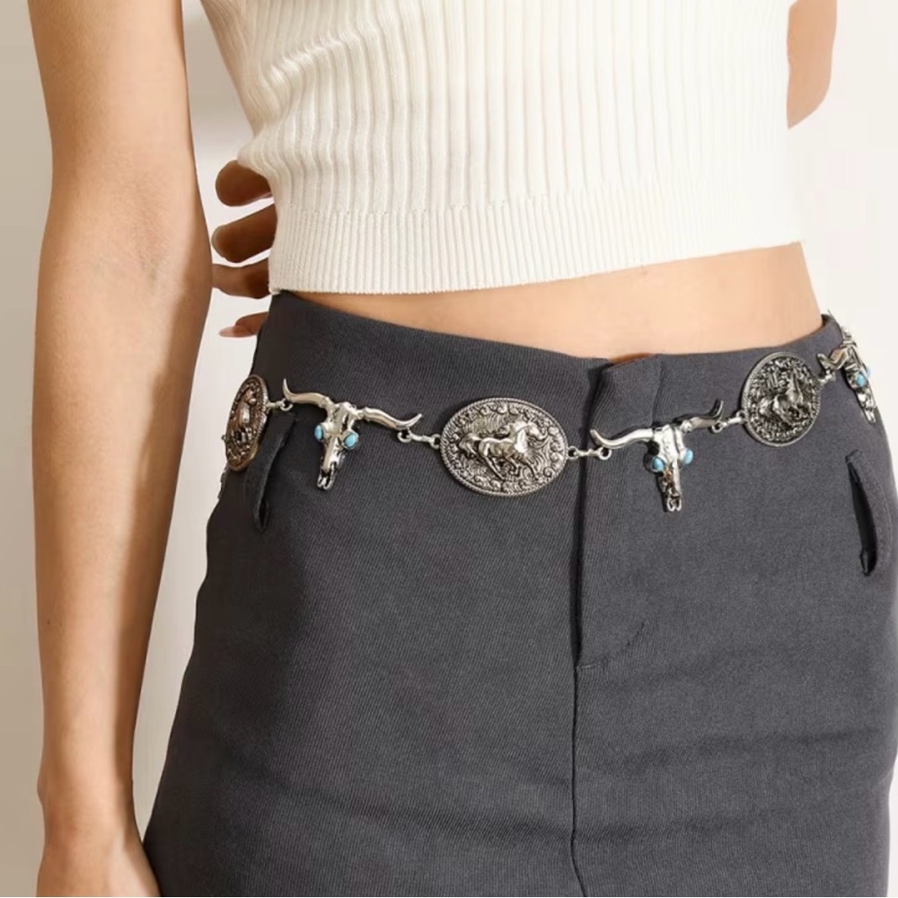 THUNDERBIRD CONCHO WESTERN SILVER BELT ADJUSTABLE BUCKLE MENS WOMENS NWT